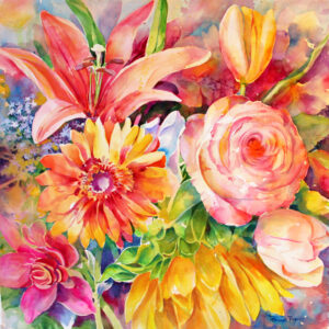 Lost Dog Bouquet - painting by Roberta Rogers