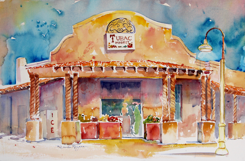 Tubac Market Painting by Roberta Rogers